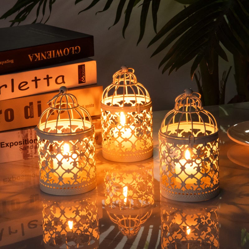 SHOWLOUE Hanging Birdcage Lantern, 6PCS Small Metal Tealight Holder Vintage Decorative Hanging Candle Holder Lantern Centerpieces for Wedding Halloween Christmas Table Decoration - Image 5